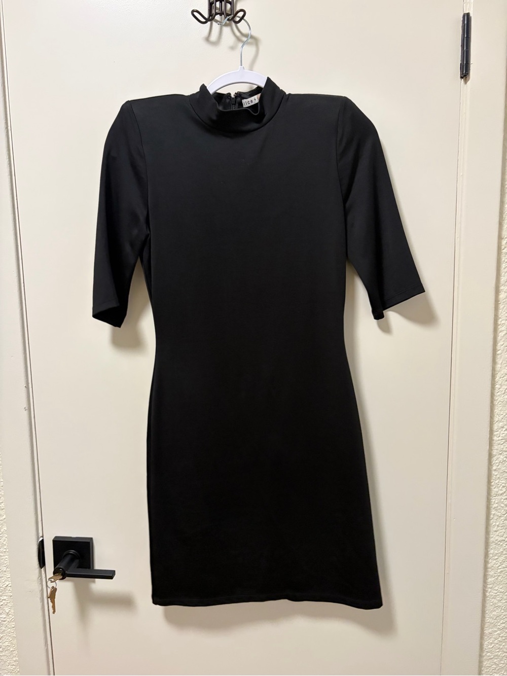 Alice + Olivia Black Mock Neck Mini Dress